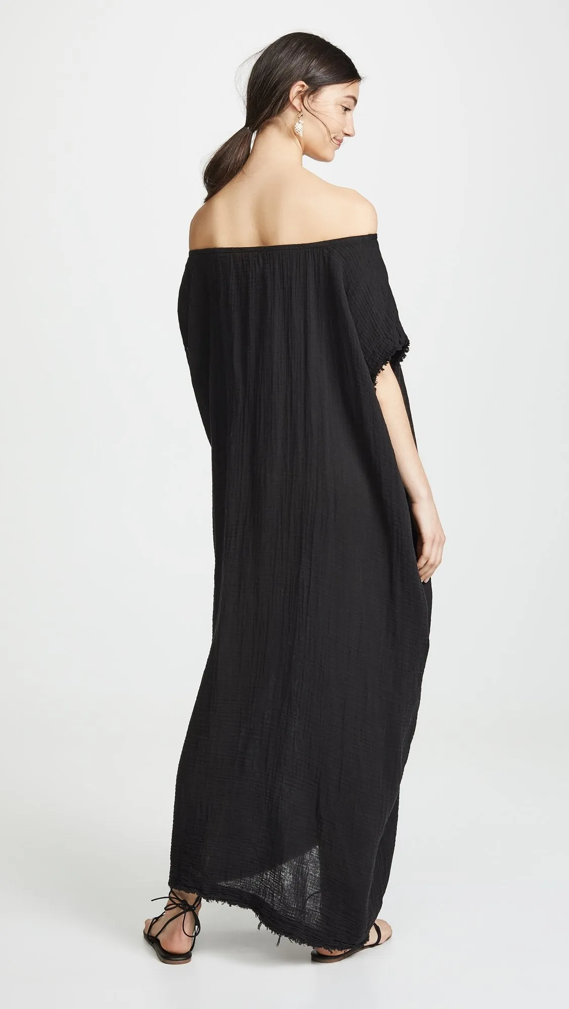 9Seed Moonstone Off Shoulder Caftan Black
