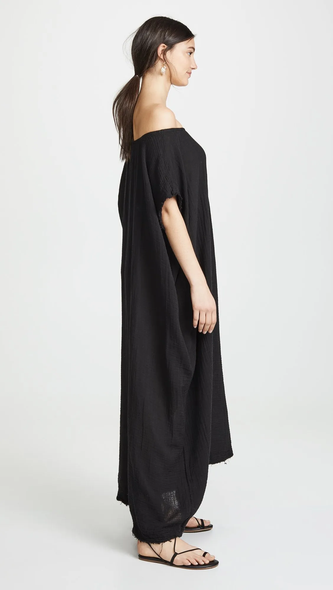 9Seed Moonstone Off Shoulder Caftan Black