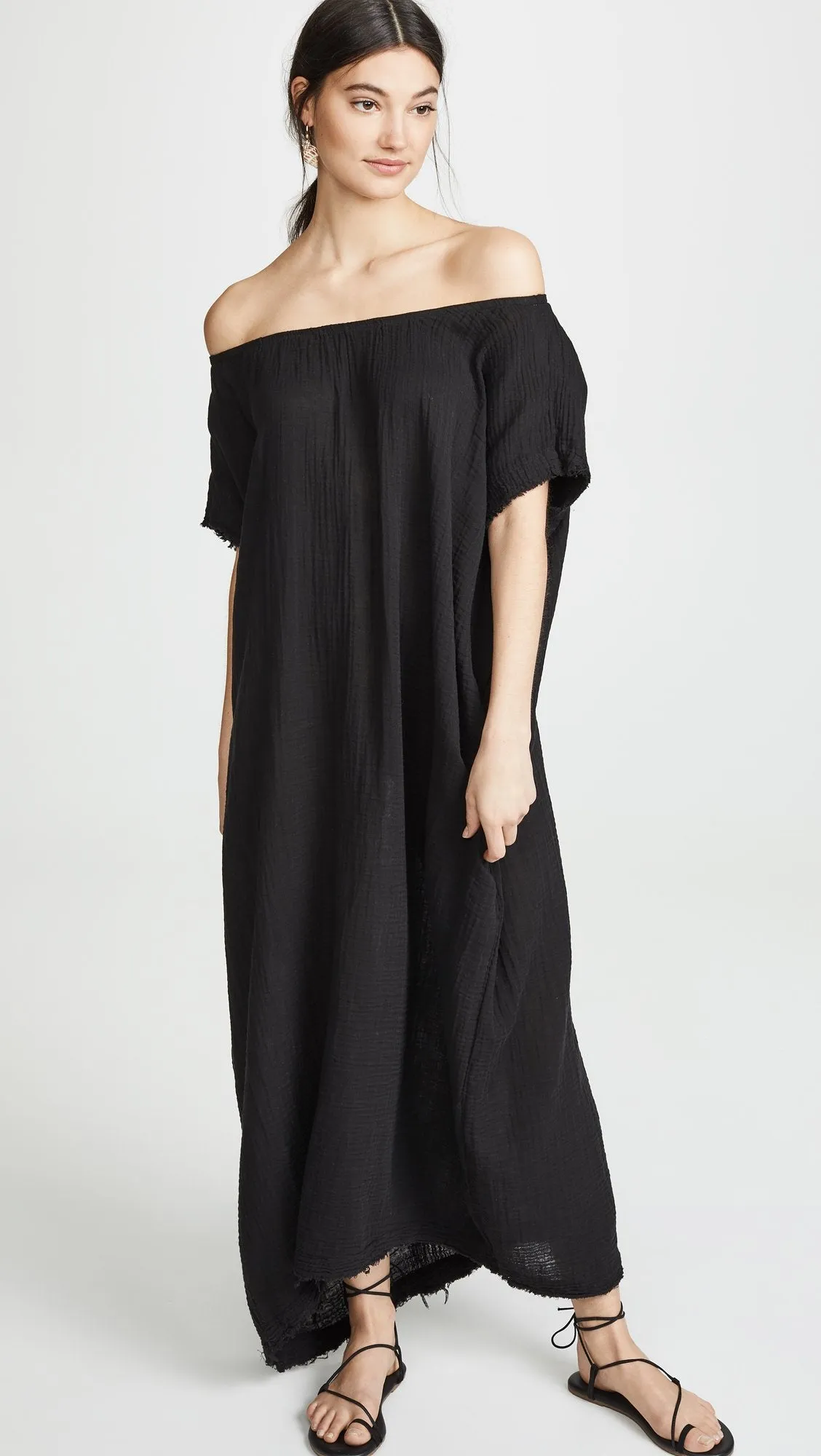 9Seed Moonstone Off Shoulder Caftan Black