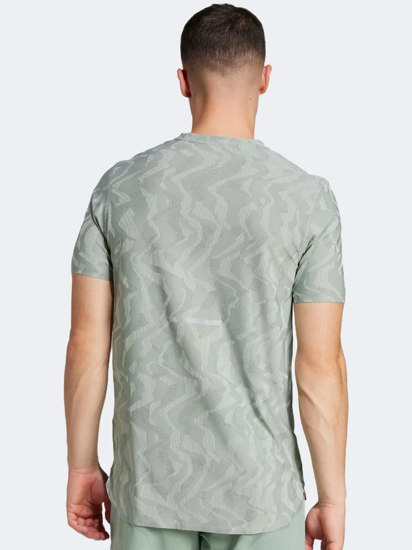 Adidas Ultimate Running Engineered Climacool   Men Running T-Shirt Silver Green