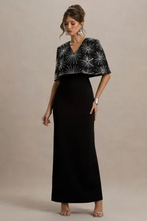 Agnella | Black Embellished V-Neck Maxi Dress Club L London