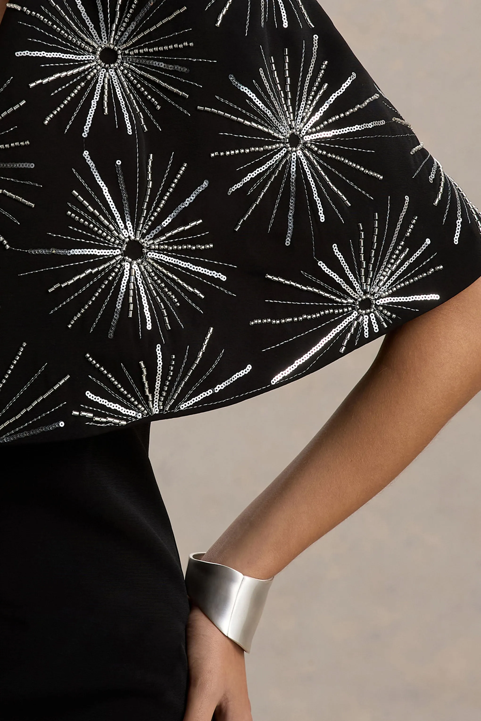 Agnella | Black Embellished V-Neck Maxi Dress Club L London