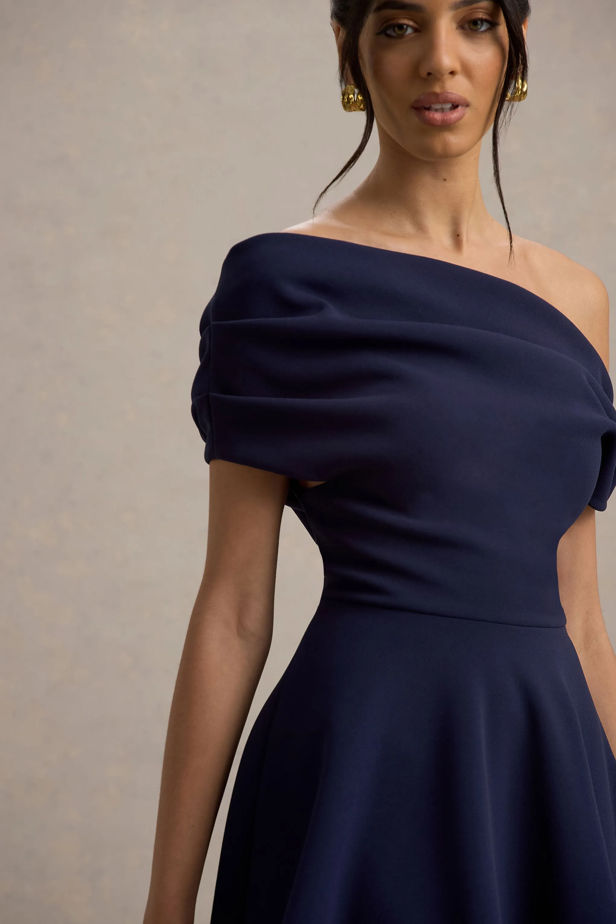 Agnes | Navy One-Shoulder Mini Dress Club L London