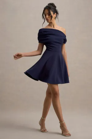 Agnes | Navy One-Shoulder Mini Dress Club L London