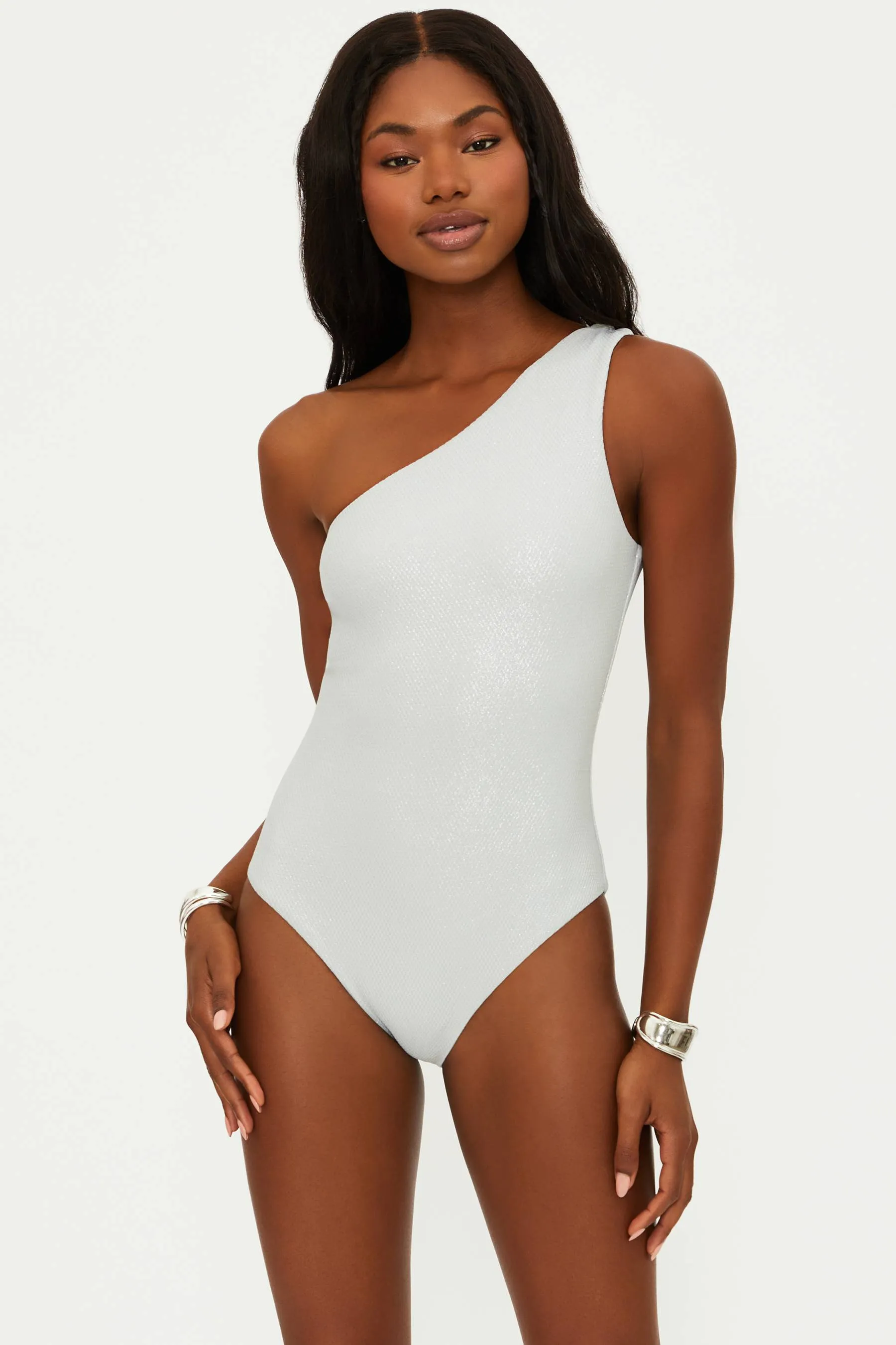 Alba One Piece Silver Shine Waffle Beach Riot