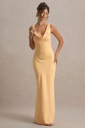 Alesso | Peach Satin Cowl-Neck Maxi Dress Club L London