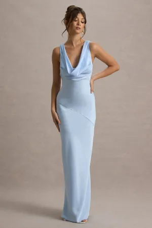 Alesso | Powder Blue Satin Cowl-Neck Maxi Dress Club L London