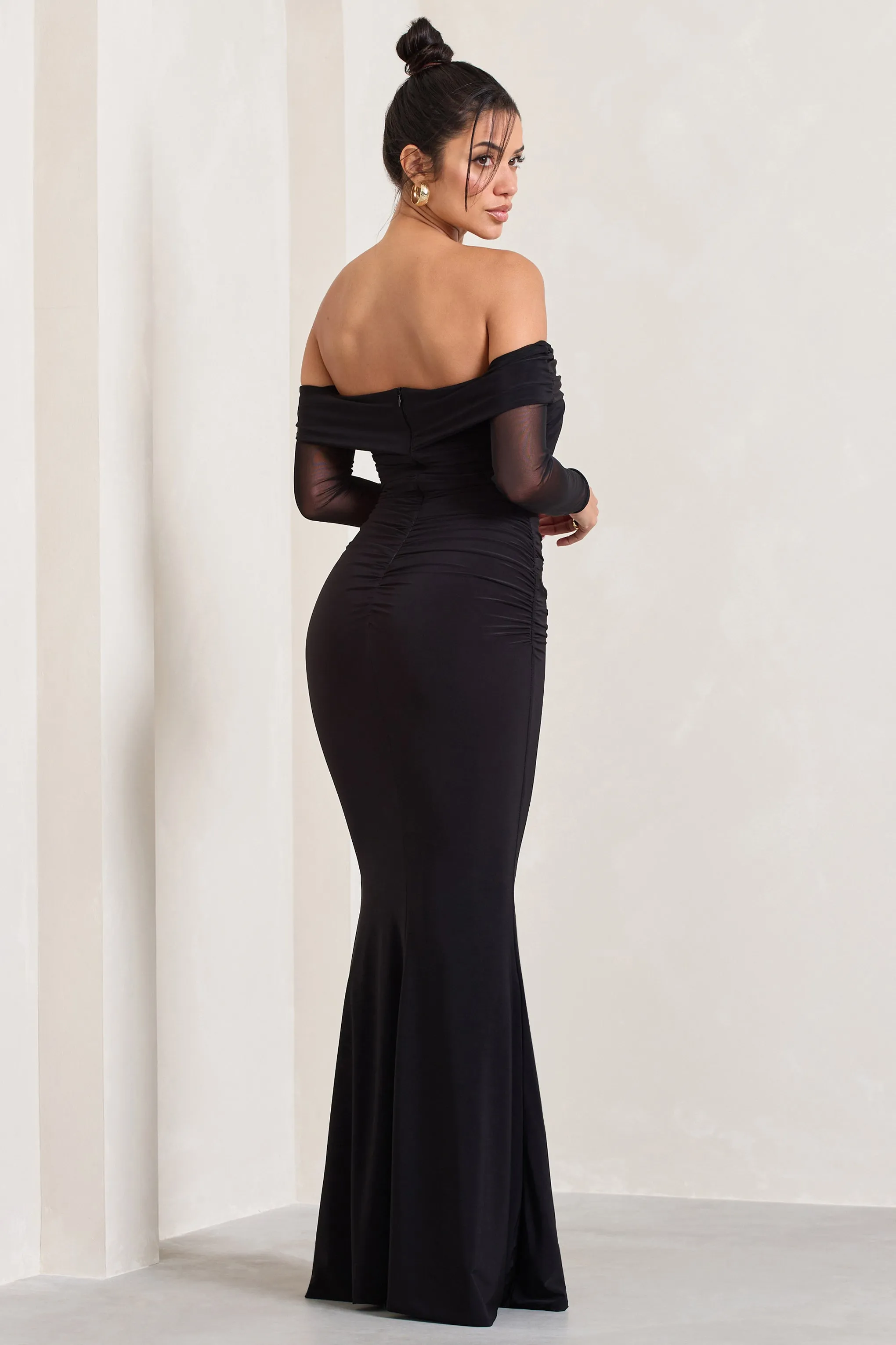 Alex | Black Bardot Twist Maxi Dress Club L London