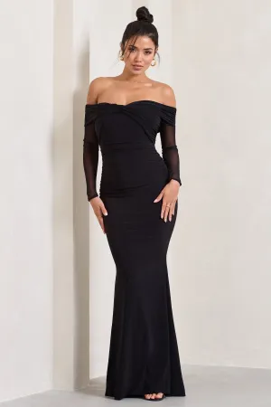 Alex | Black Bardot Twist Maxi Dress Club L London