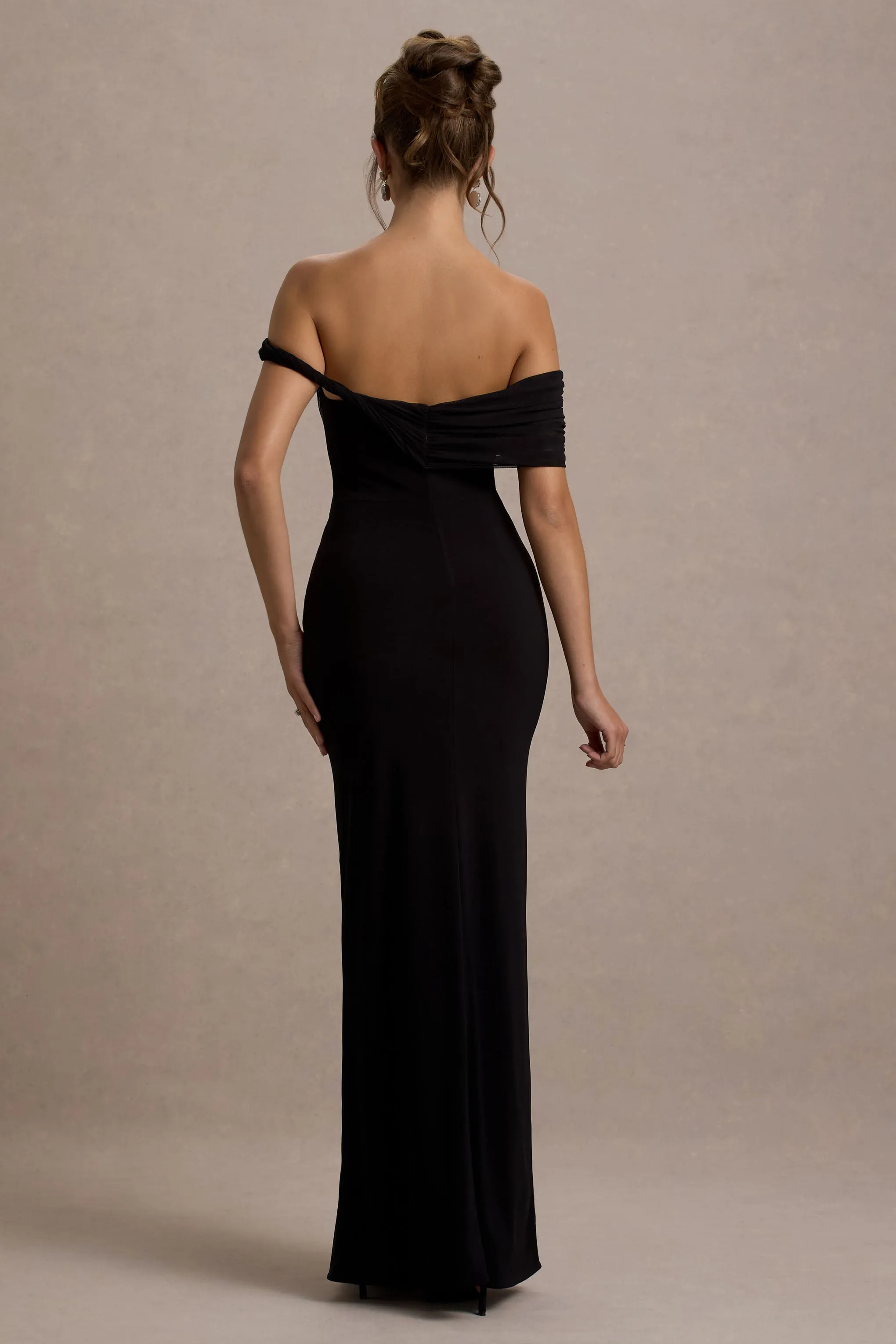 Alonza | Black Twisted Bardot Maxi Dress Club L London