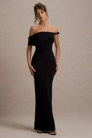 Alonza | Black Twisted Bardot Maxi Dress Club L London