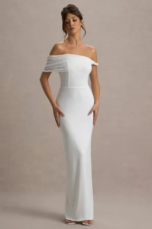 Alonza | White Twisted Bardot Maxi Dress Club L London