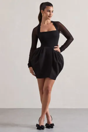 Alto | Black Square-Neck Mini Dress With Puff Skirt Club L London