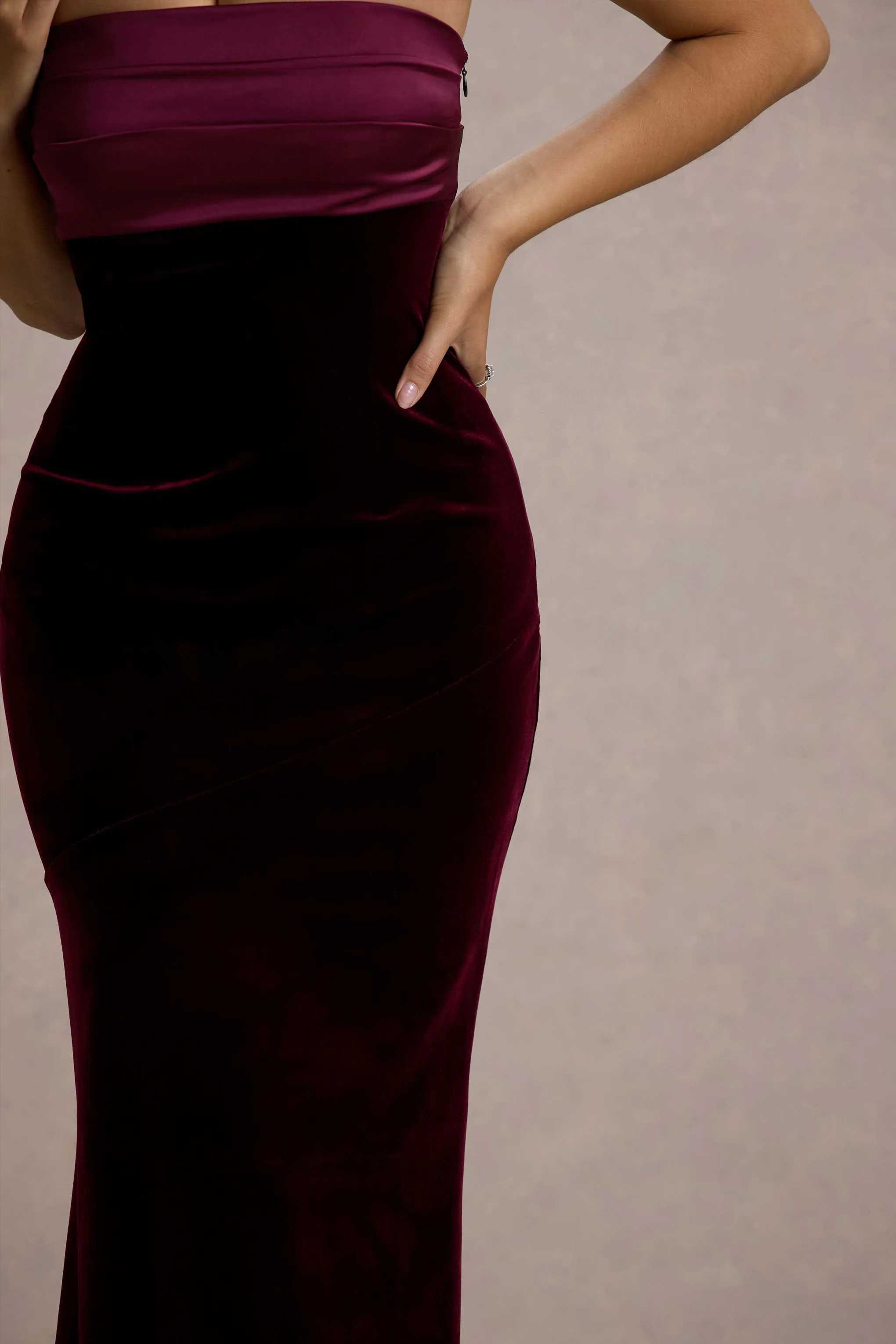 Ambrosi | Port Velvet Bandeau Maxi Dress Club L London