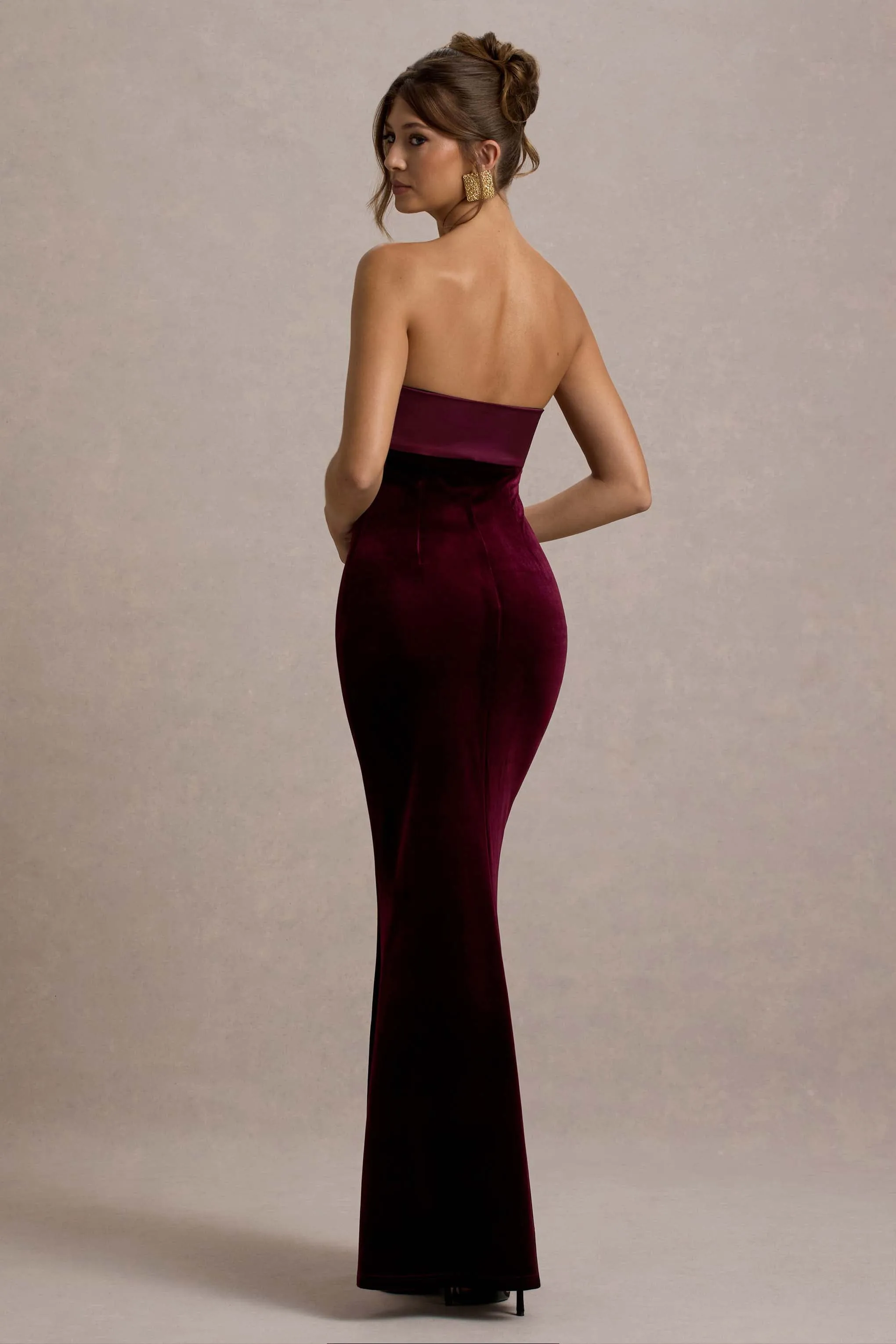 Ambrosi | Port Velvet Bandeau Maxi Dress Club L London