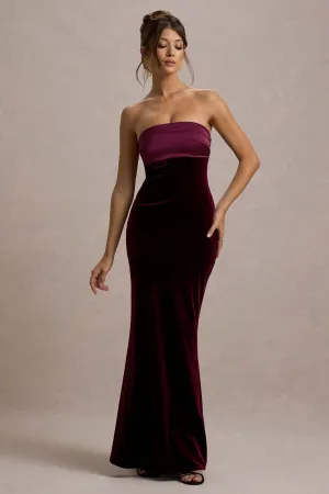 Ambrosi | Port Velvet Bandeau Maxi Dress Club L London