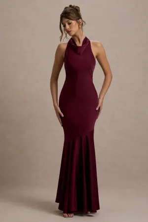 Amelita | Port Satin Cowl-Neck Maxi Dress Club L London