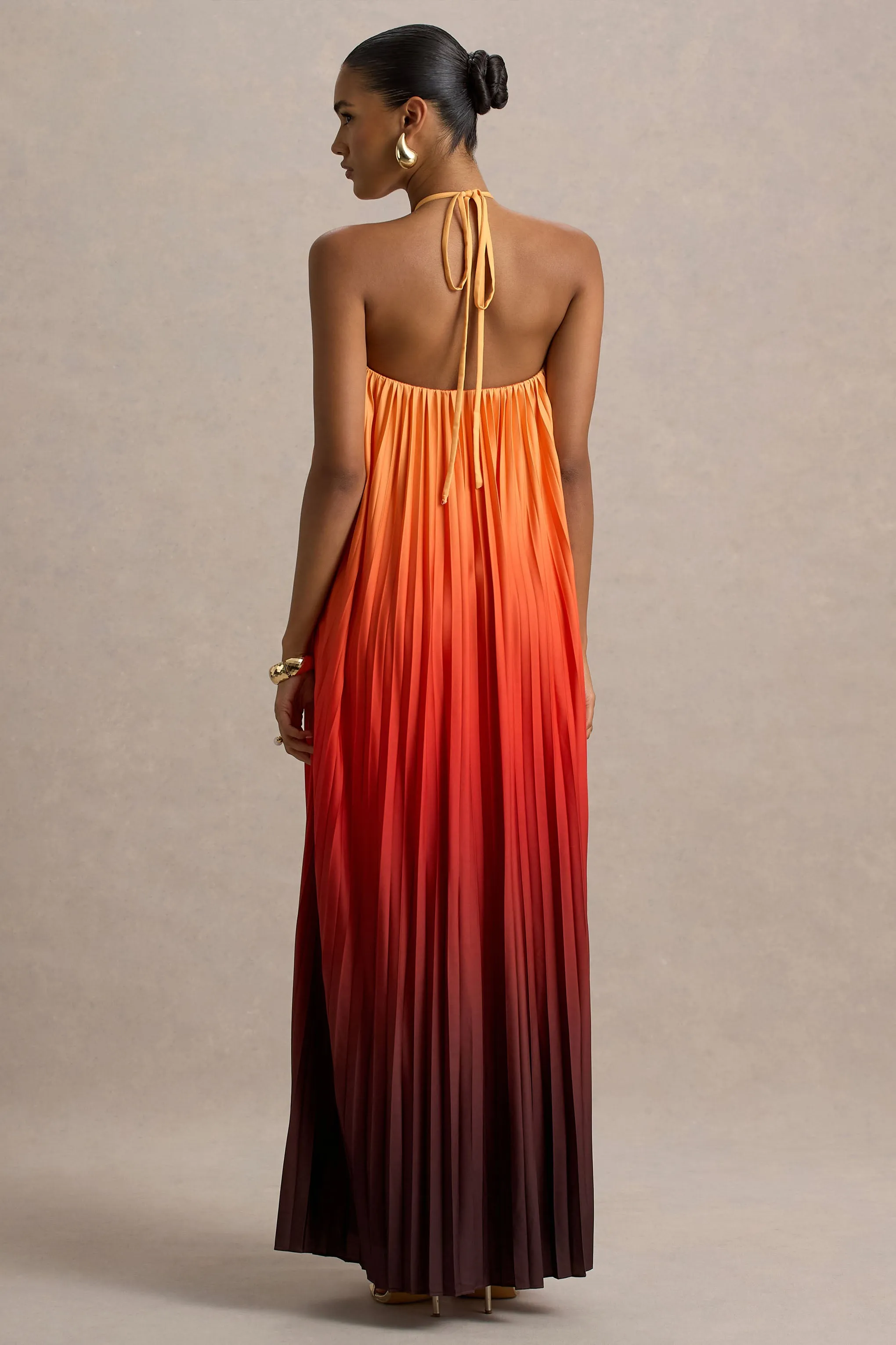 Anacapri | Orange Ombre Halter-Neck Backless Maxi Dress Club L London