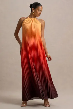 Anacapri | Orange Ombre Halter-Neck Backless Maxi Dress Club L London
