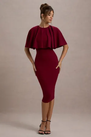 Andorra | Berry Bodycon Cape Midi Dress Club L London