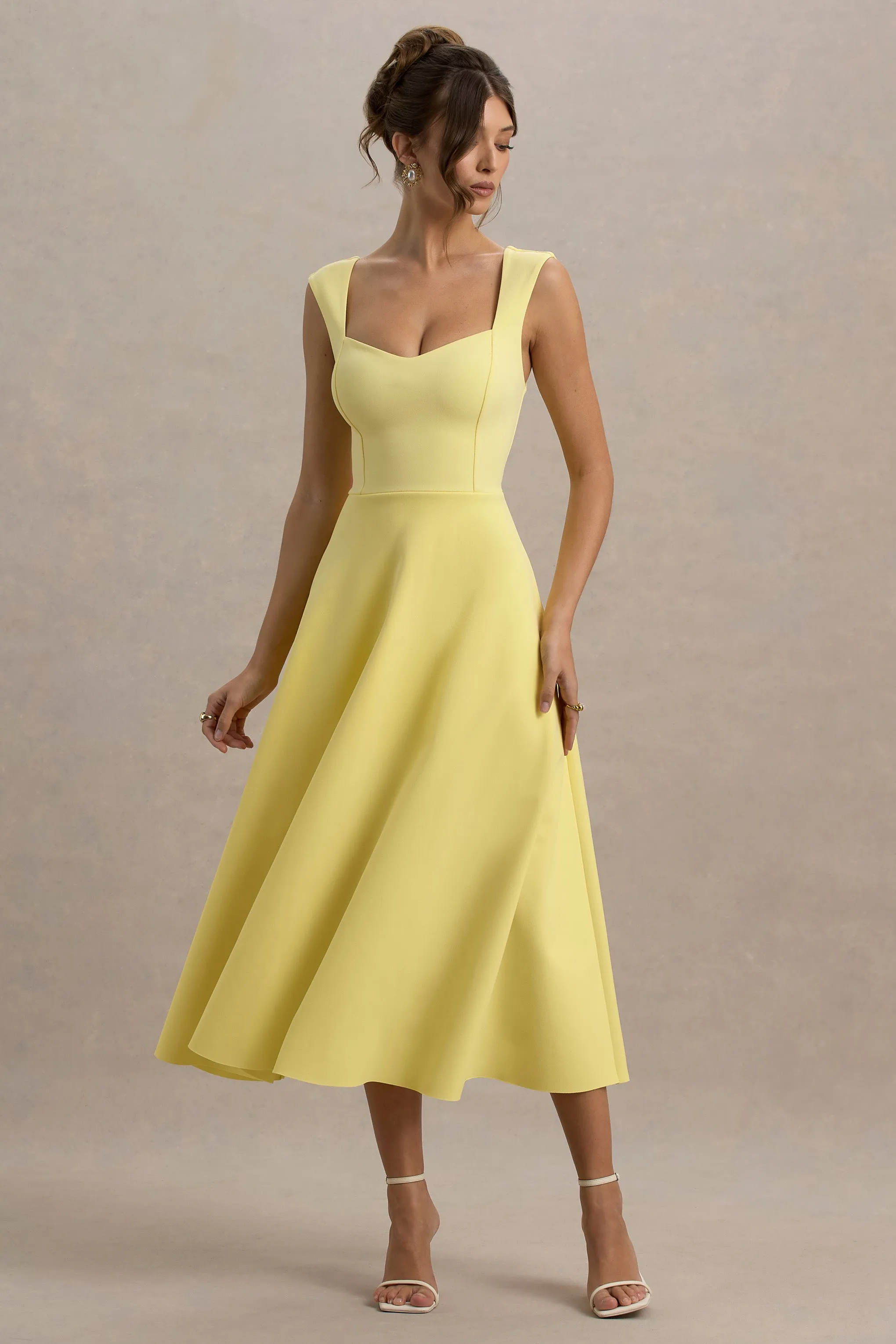 Andromeda | Lemon Sweetheart Midi Dress Club L London