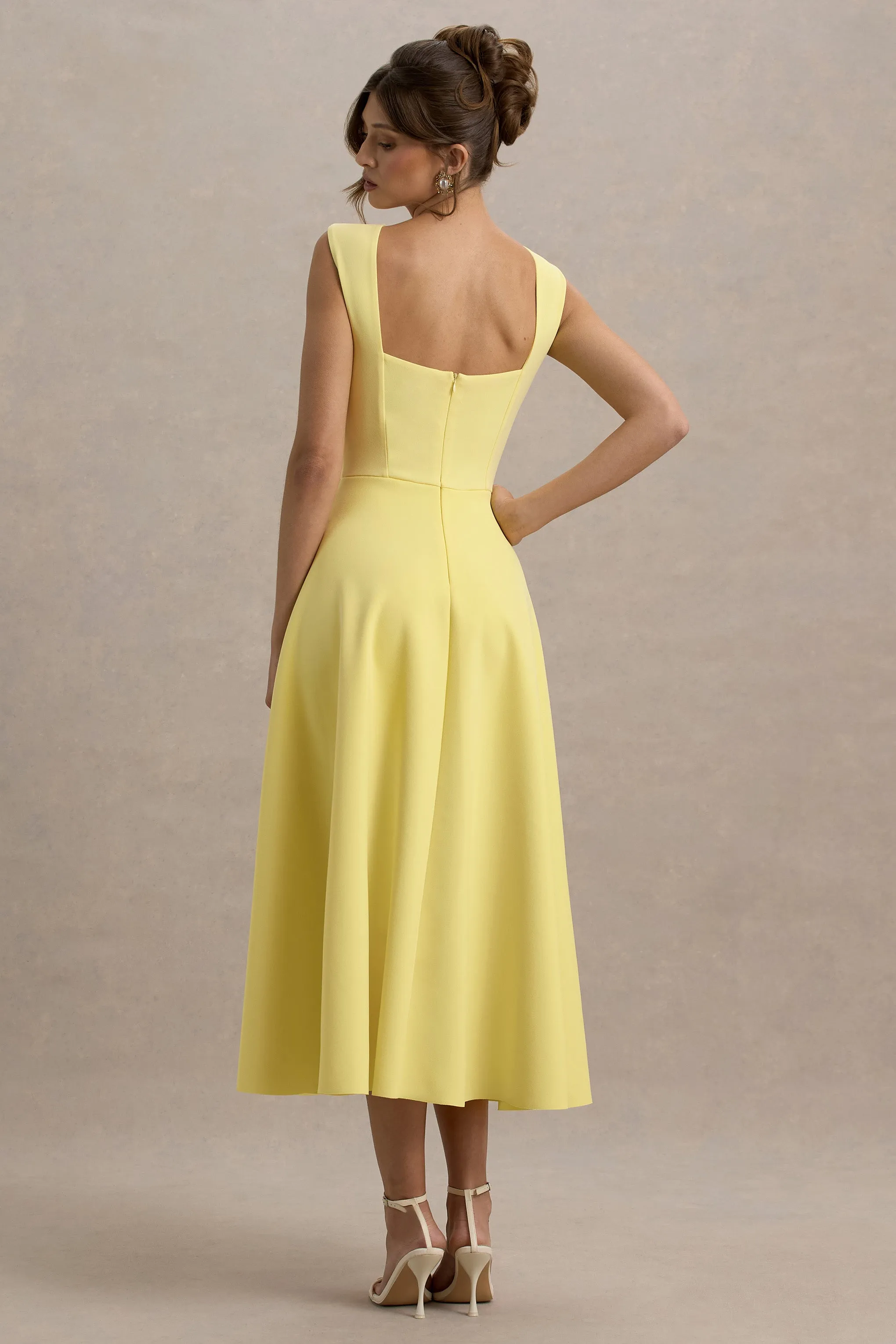 Andromeda | Lemon Sweetheart Midi Dress Club L London