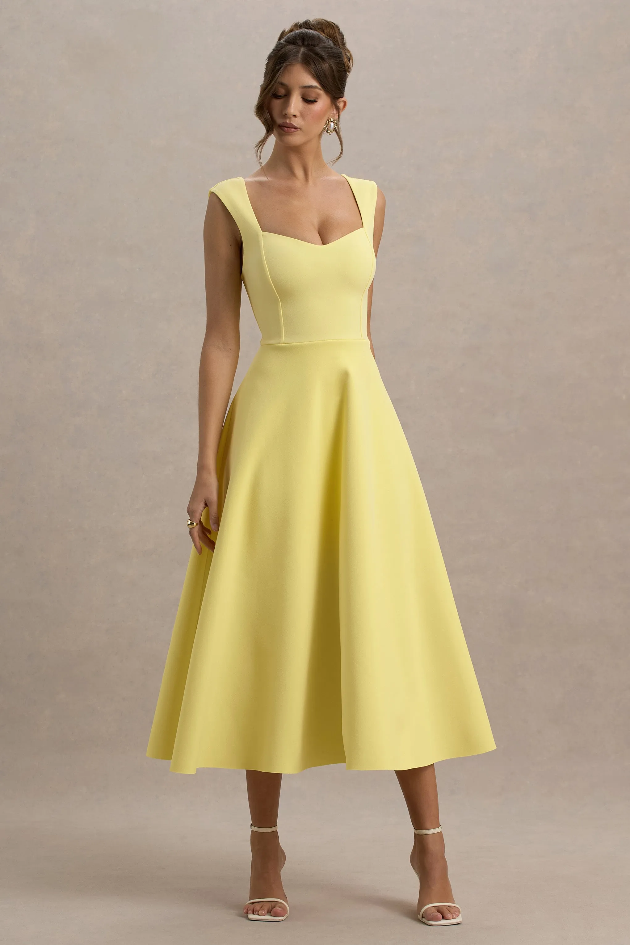 Andromeda | Lemon Sweetheart Midi Dress Club L London