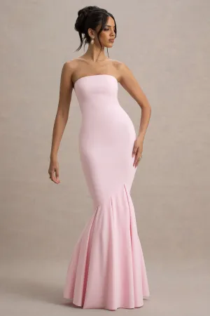 Angela | Pink Bandeau Fishtail Maxi Dress Club L London