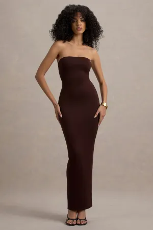 Angelie | Brown Bandeau Bodycon Maxi Dress Club L London