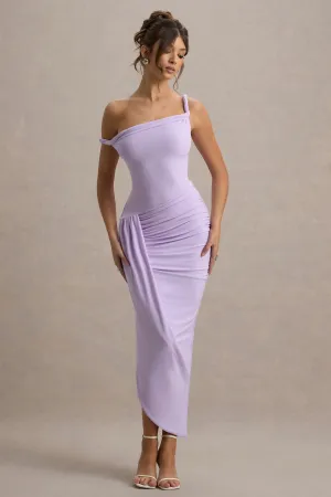 Angelique | Lilac Twisted Asymmetric Maxi Dress Club L London