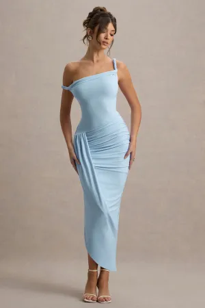 Angelique | Powder Blue Twisted Asymmetric Maxi Dress Club L London