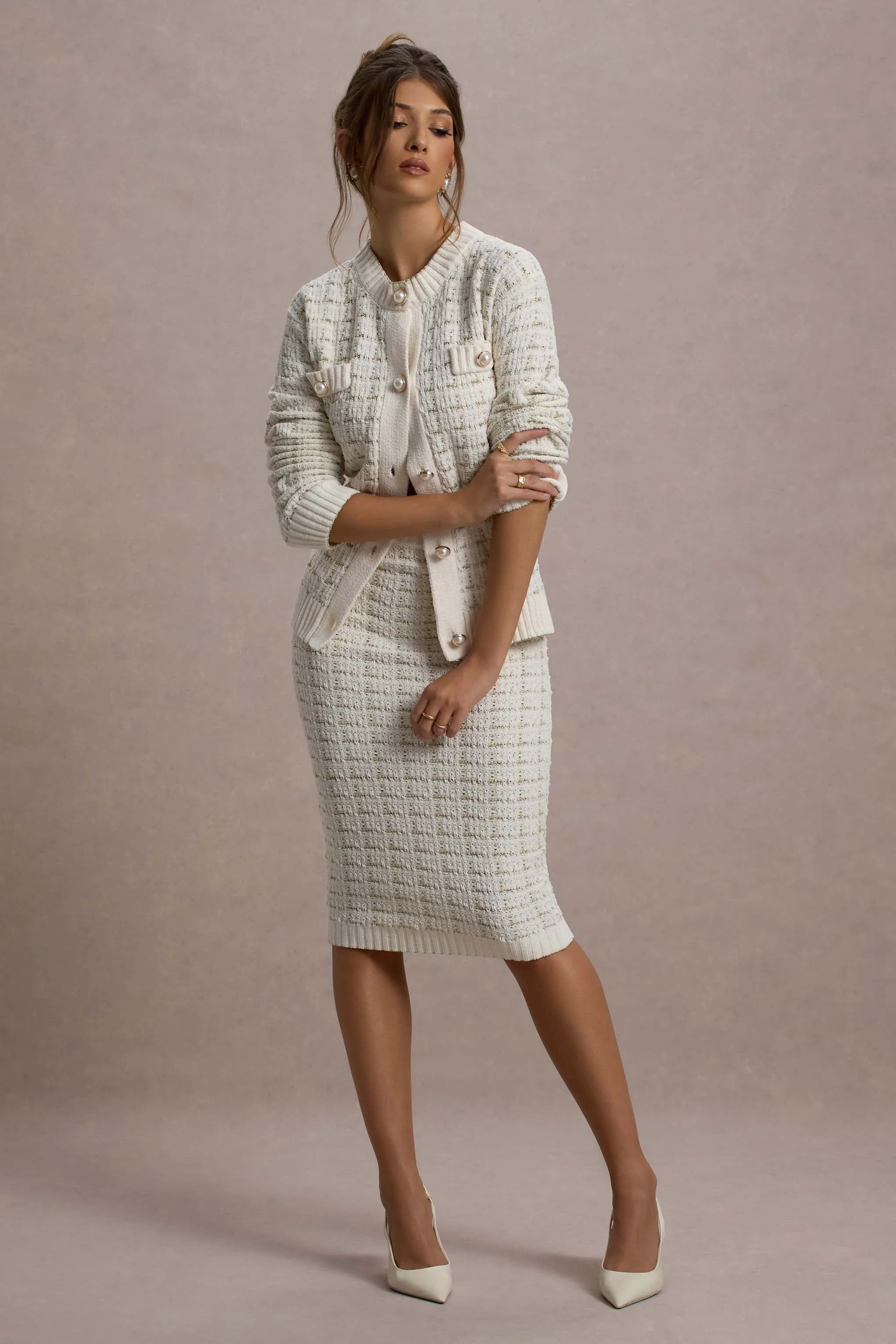 Annabeth | Cream Boucle Cardigan Club L London