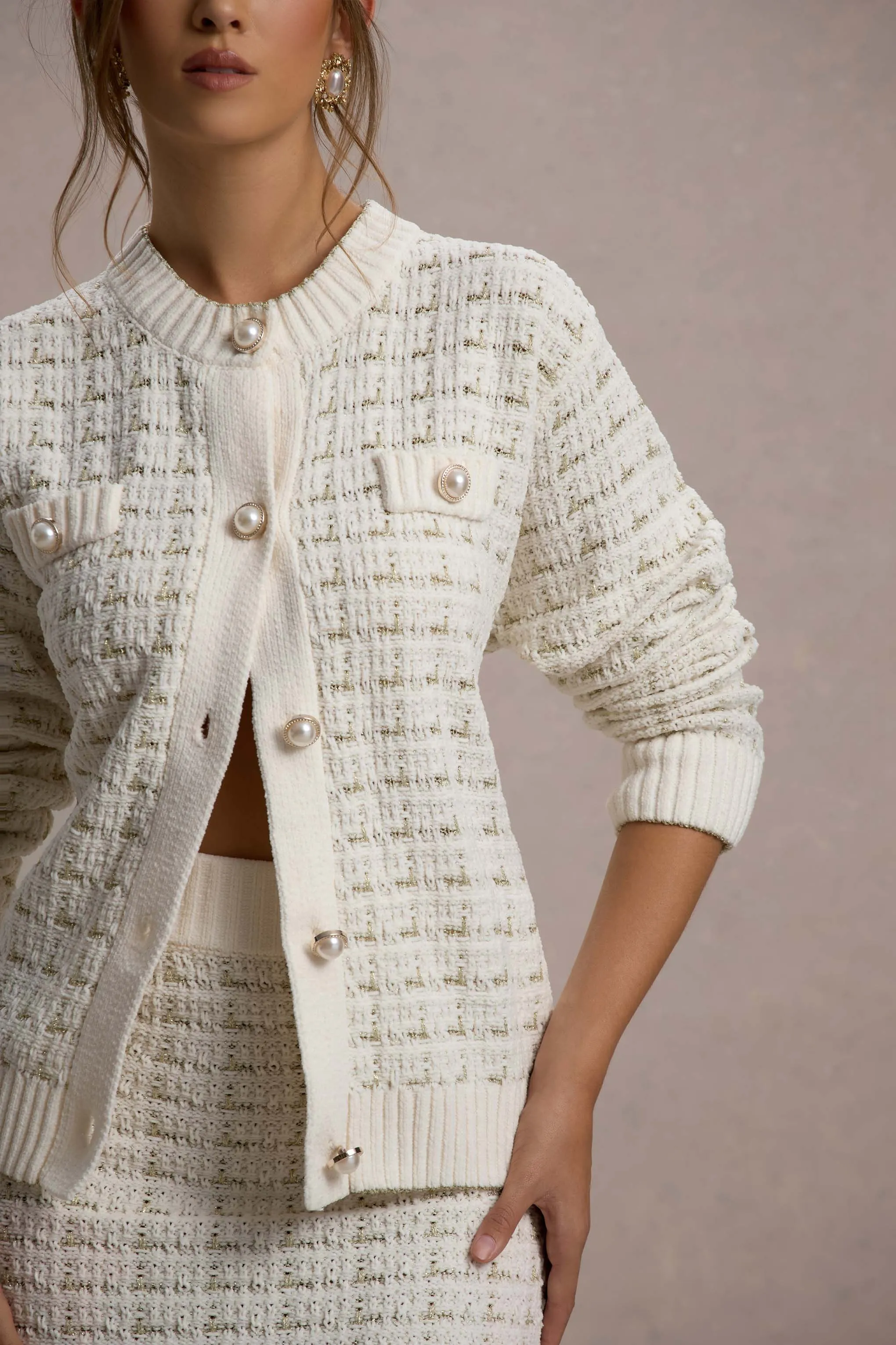 Annabeth | Cream Boucle Cardigan Club L London