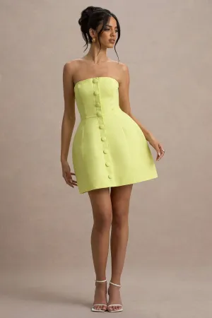 Anniston | Lemon Bandeau Tailored Button Mini Dress Club L London