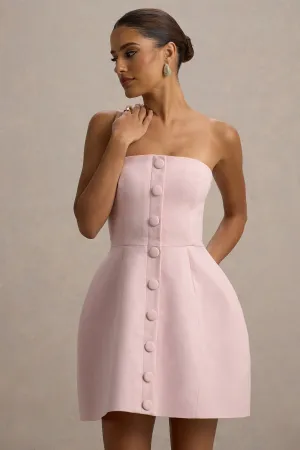 Anniston | Pink Bandeau Tailored Button Mini Dress Club L London
