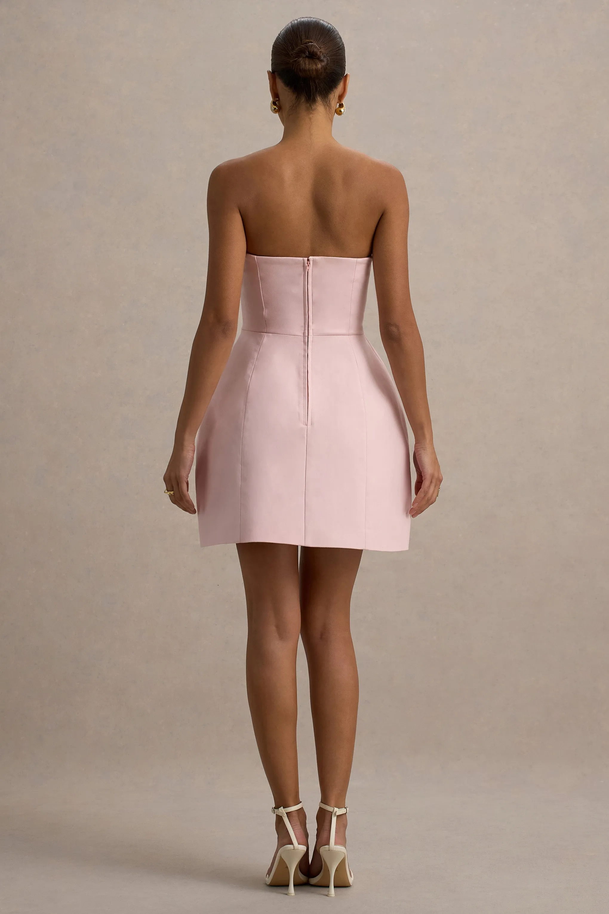 Anniston | Pink Bandeau Tailored Button Mini Dress Club L London