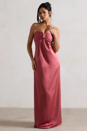 April | Rose Pink Satin Sweetheart Maxi Dress Club L London