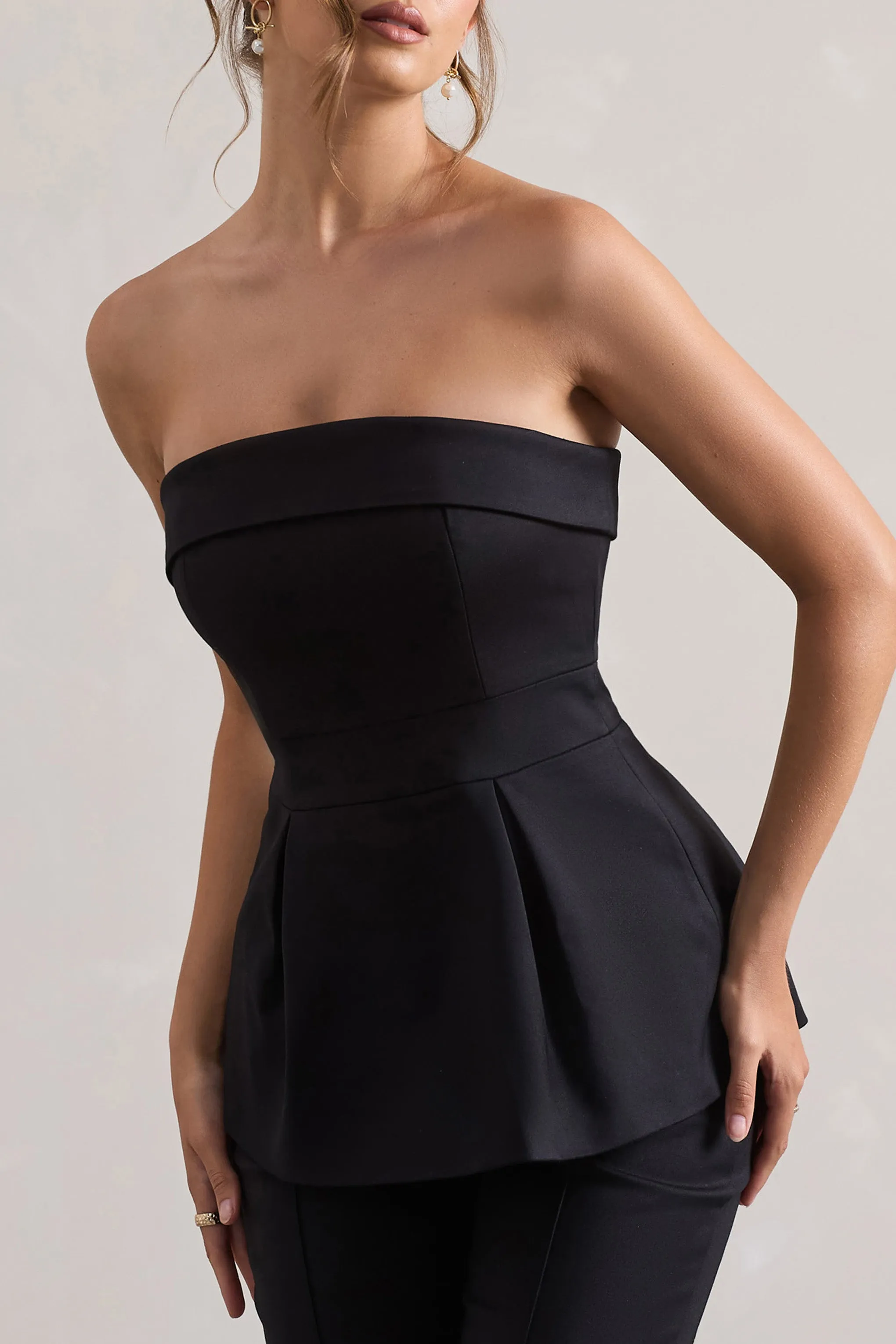 Arrow | Black Strapless Tailored Top Club L London