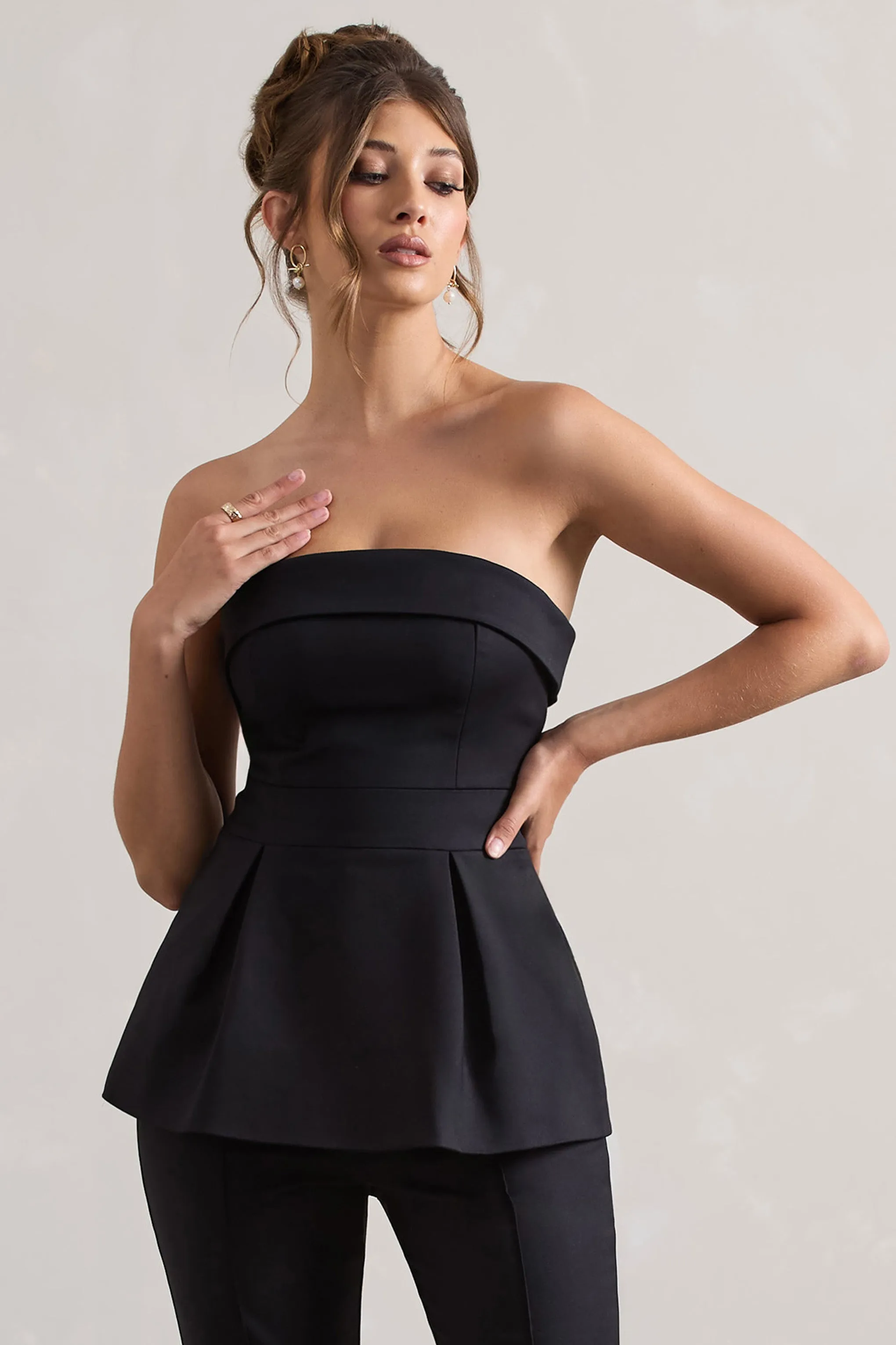 Arrow | Black Strapless Tailored Top Club L London