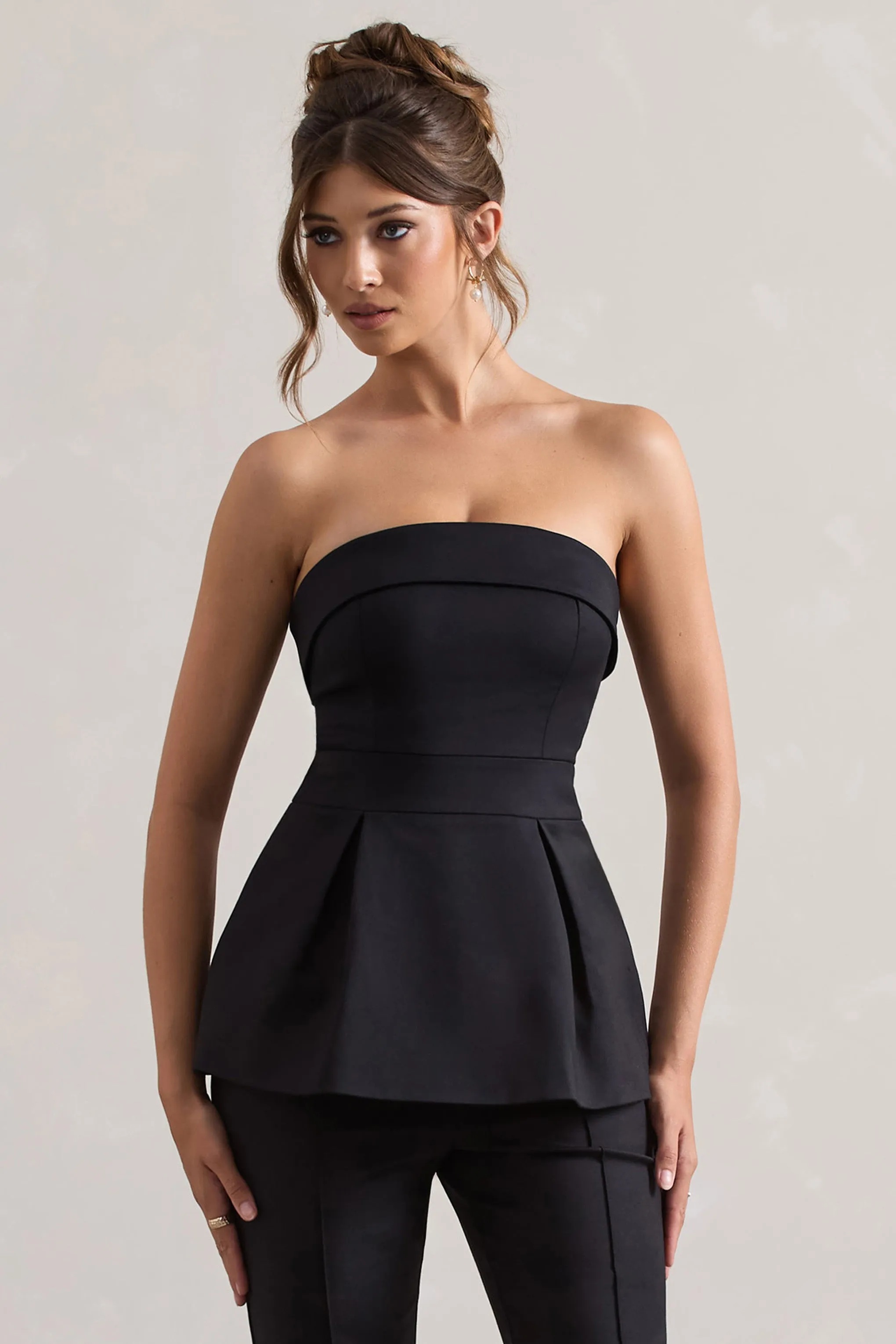 Arrow | Black Strapless Tailored Top Club L London