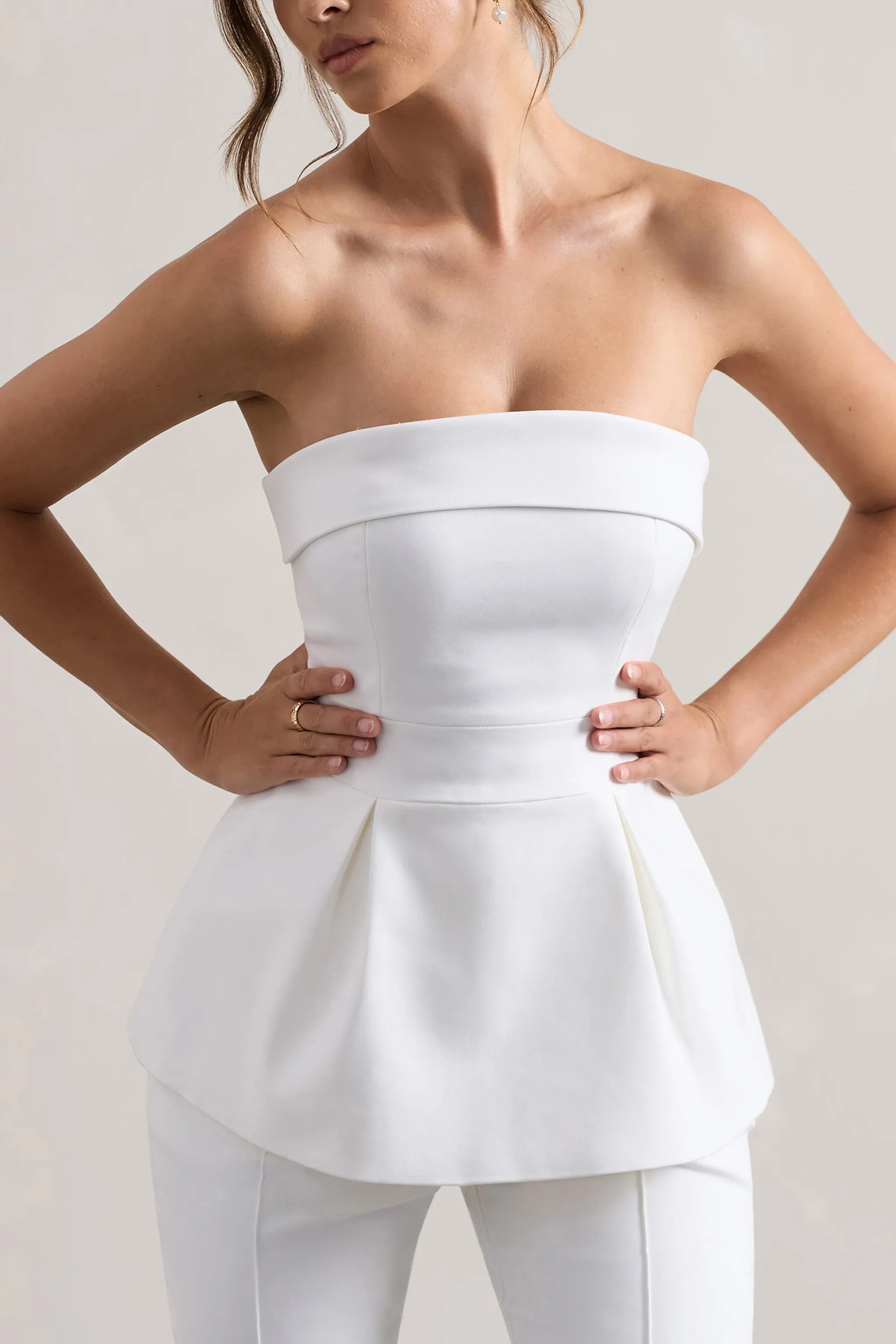 Arrow | White Strapless Tailored Top Club L London