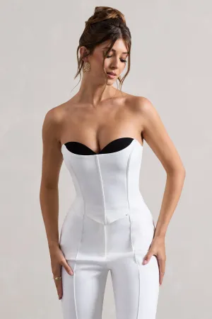 Aubriella | White Strapless Lace-Up Corset Top Club L London