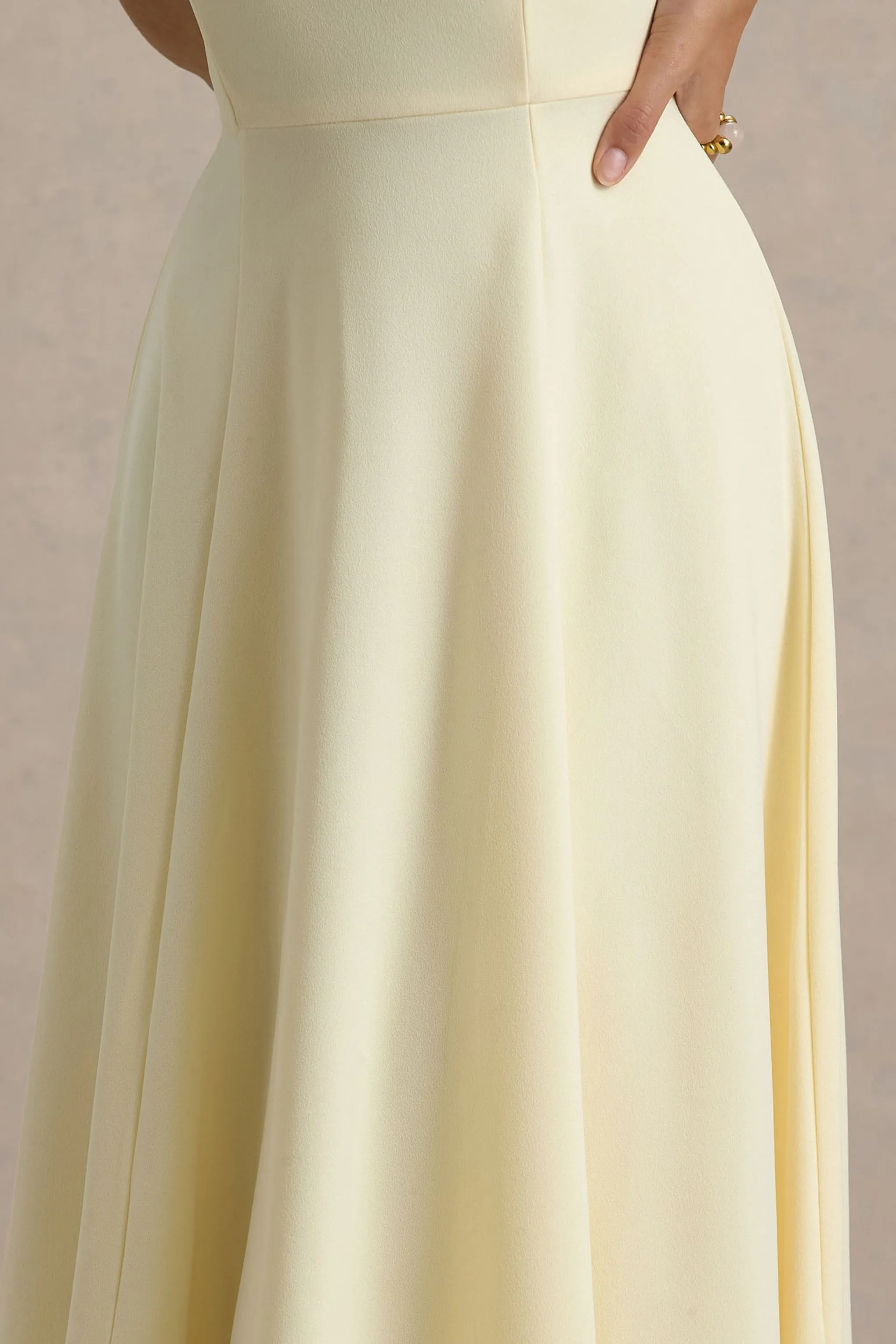 Auburn | Pale Lemon Halter-Neck Midi Dress Club L London
