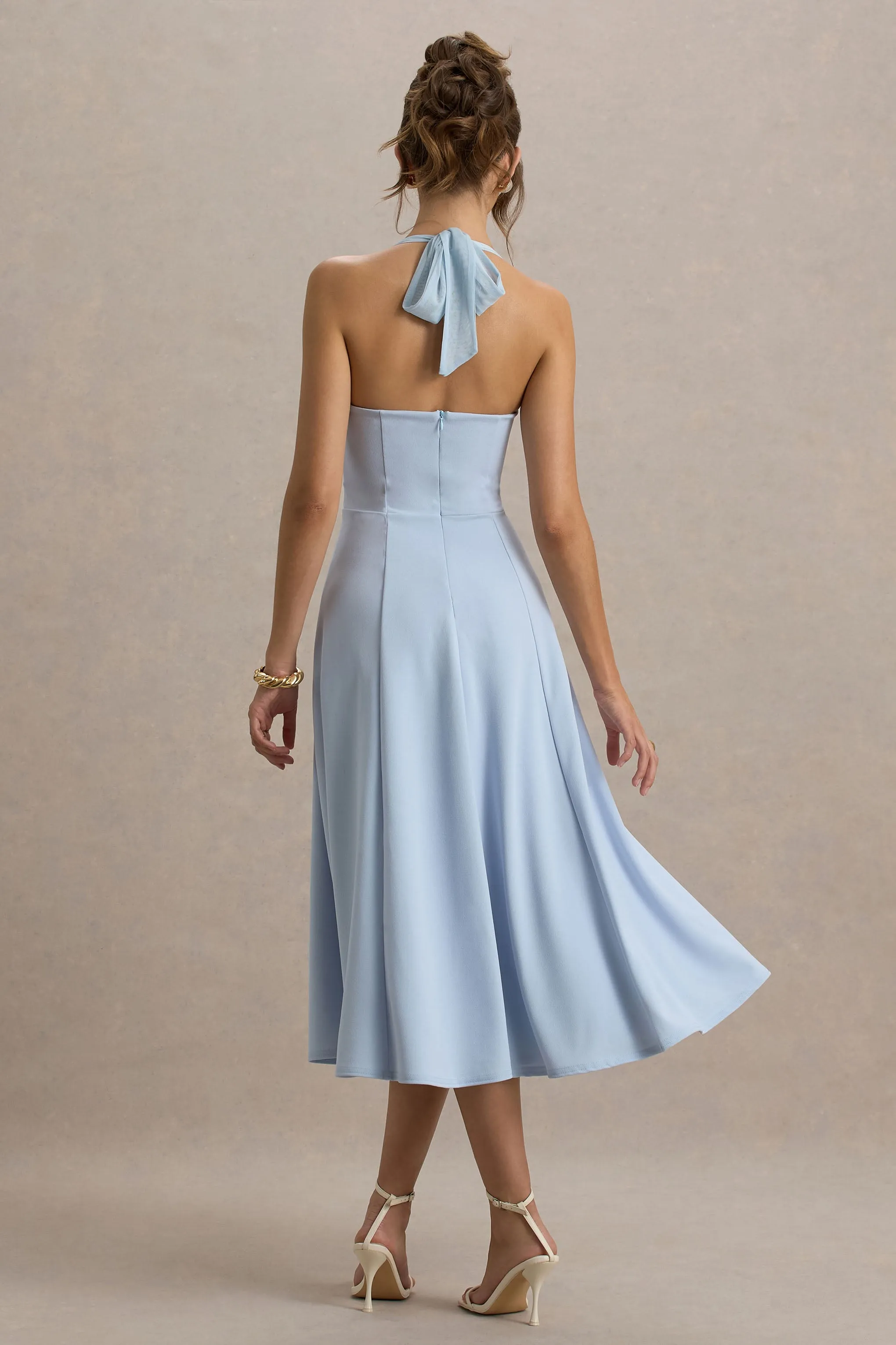 Auburn | Powder Blue Halter-Neck Midi Dress Club L London