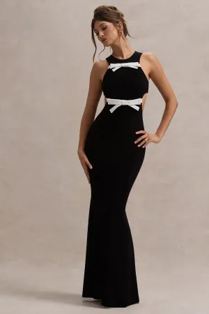 Aurelie | Black Cut-Out Maxi Dress With Bows Club L London