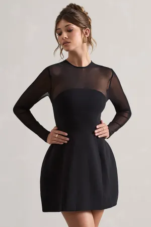 Austen | Black Mesh Long-Sleeve Mini Dress Club L London