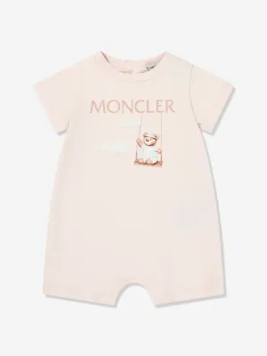 Baby Girls Bear Print Romper in Pink