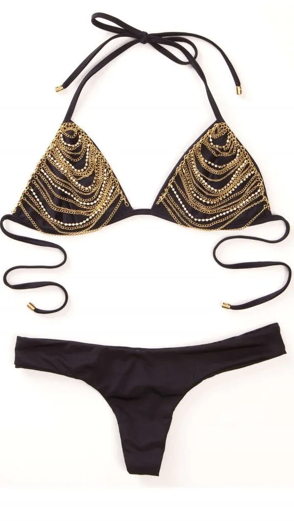 Beach Bunny Chain Reaction Bikini Top Black