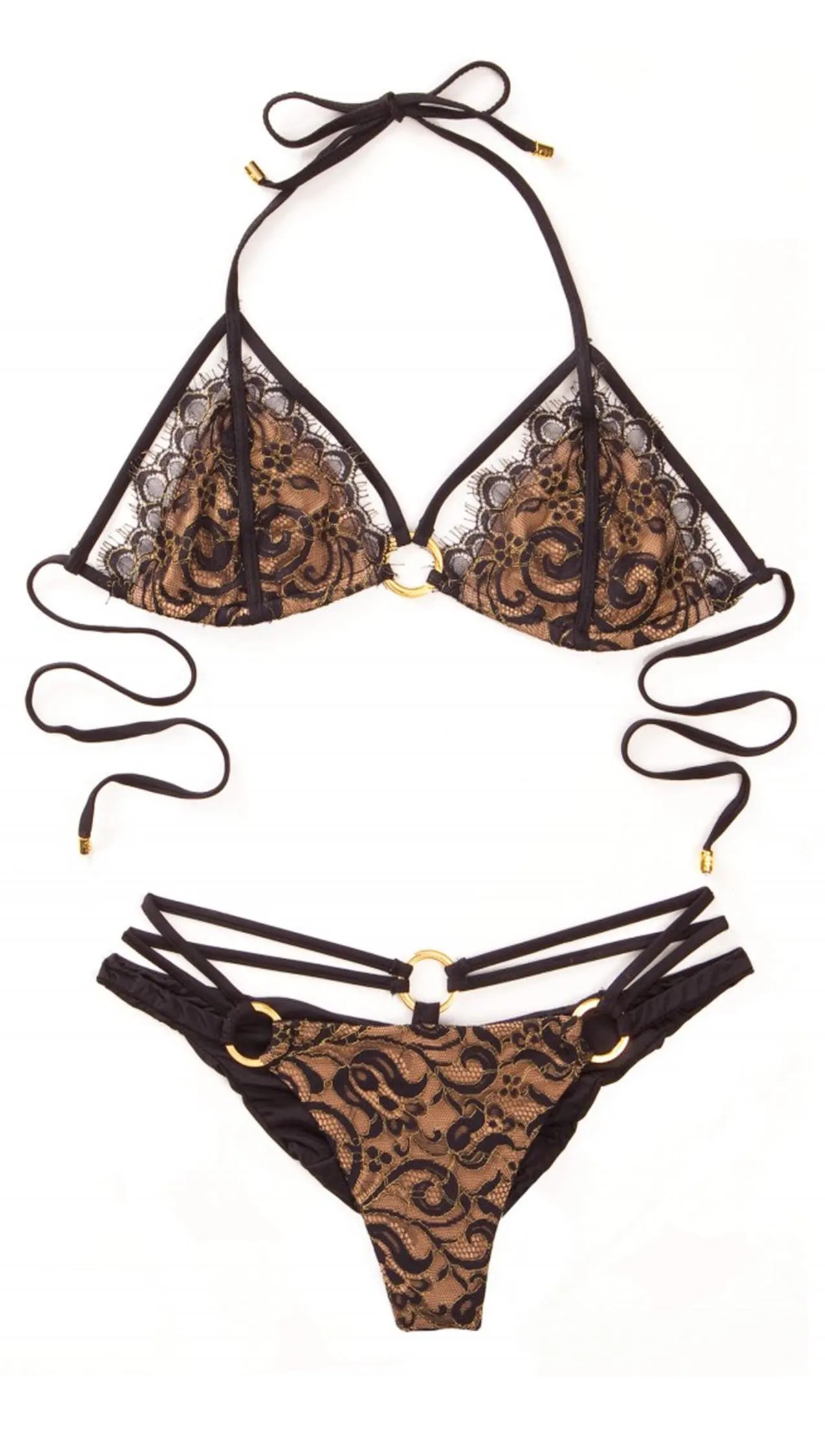 Beach Bunny Swimwear Gunpowder & Lace Bikini in Black