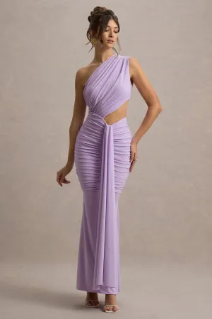 Beline | Lavender One-Shoulder Cut-Out Maxi Dress With Drape Club L London